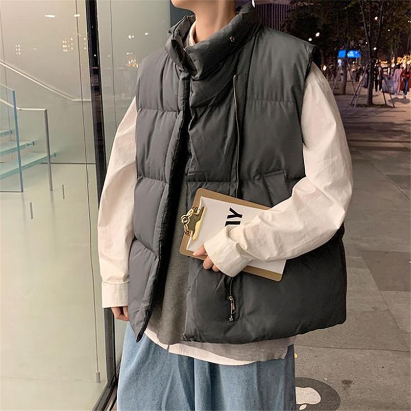 남성 자켓 조끼 가을 겨울 패션 따뜻한 두꺼운 면화 레저 Streetwear 느슨한 겉옷 남성 민소매 조끼 2021
